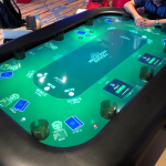 Players playing Texas Hold’em on an electronic poker table